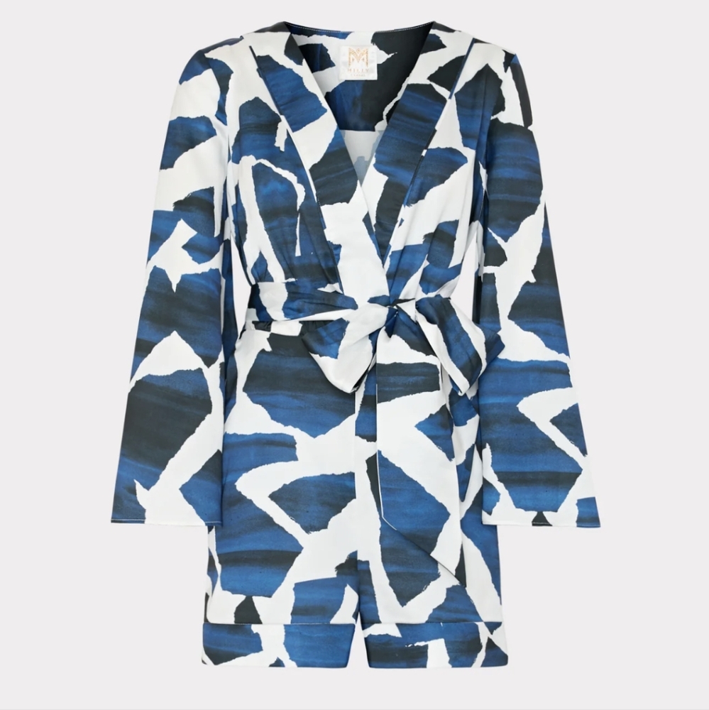 Milly Ocean Puzzle Satin Romper